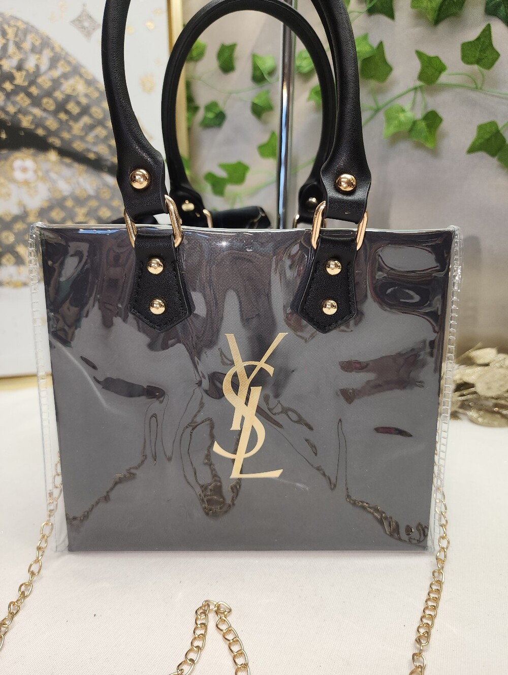 Authentic Yves Saint Laurent Shopping Bag In PVC Tote - Picture 5 of 10